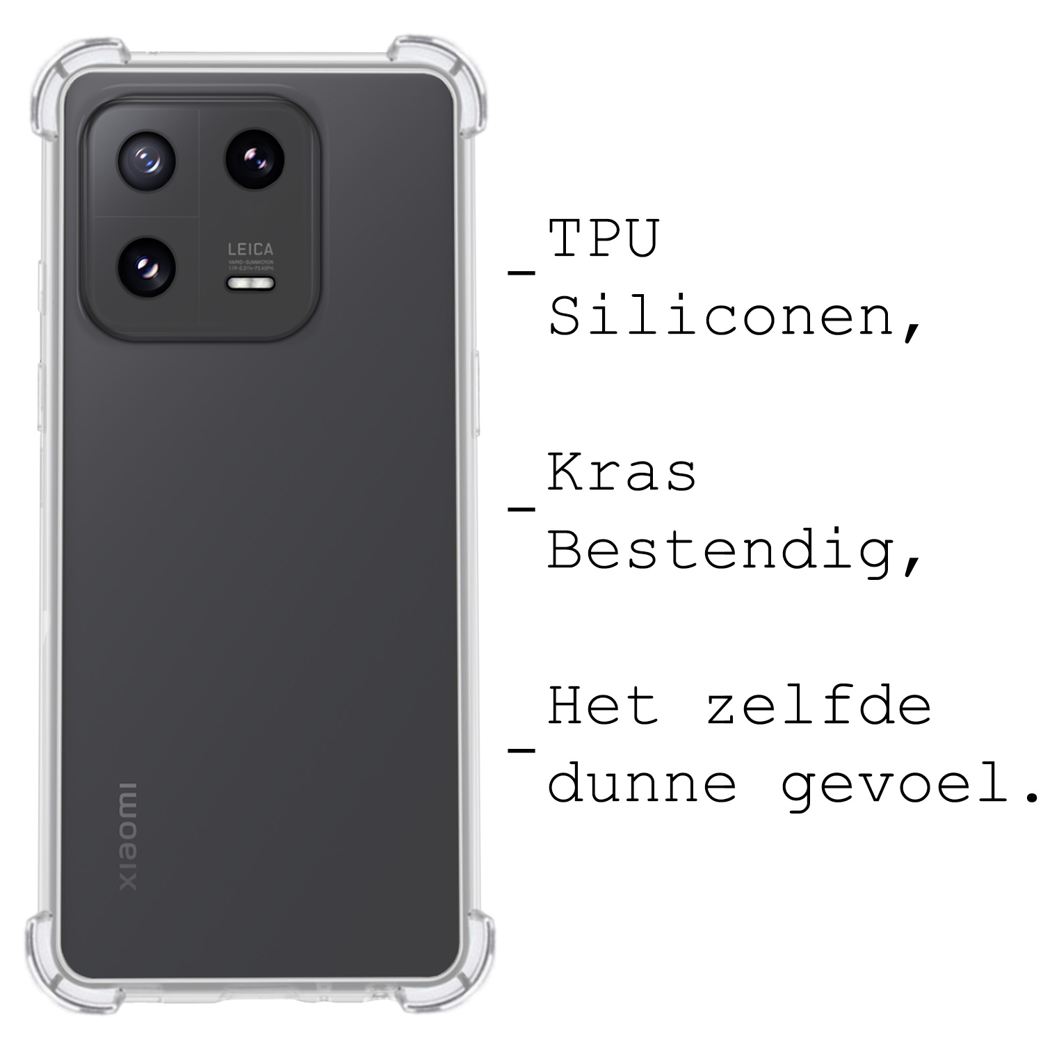 BASEY. Hoes Geschikt voor Xiaomi 13 Pro Hoesje Shock Proof Case Hoes Siliconen - Hoesje Geschikt voor Xiaomi 13 Pro Hoes Cover Shockproof - Transparant