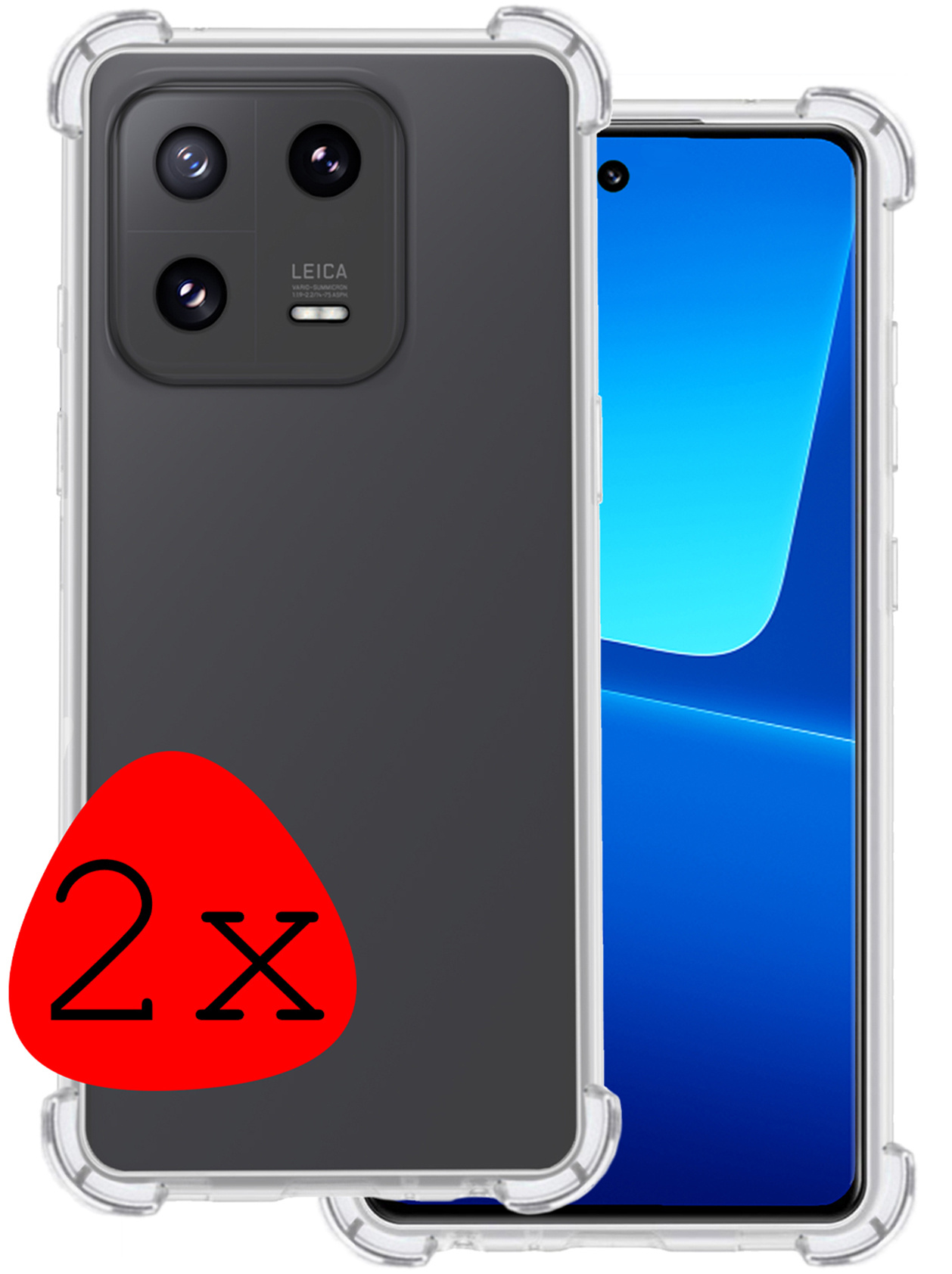 BASEY. Hoes Geschikt voor Xiaomi 13 Pro Hoesje Shock Proof Case Hoes Siliconen - Hoesje Geschikt voor Xiaomi 13 Pro Hoes Cover Shockproof - Transparant - 2 Stuks