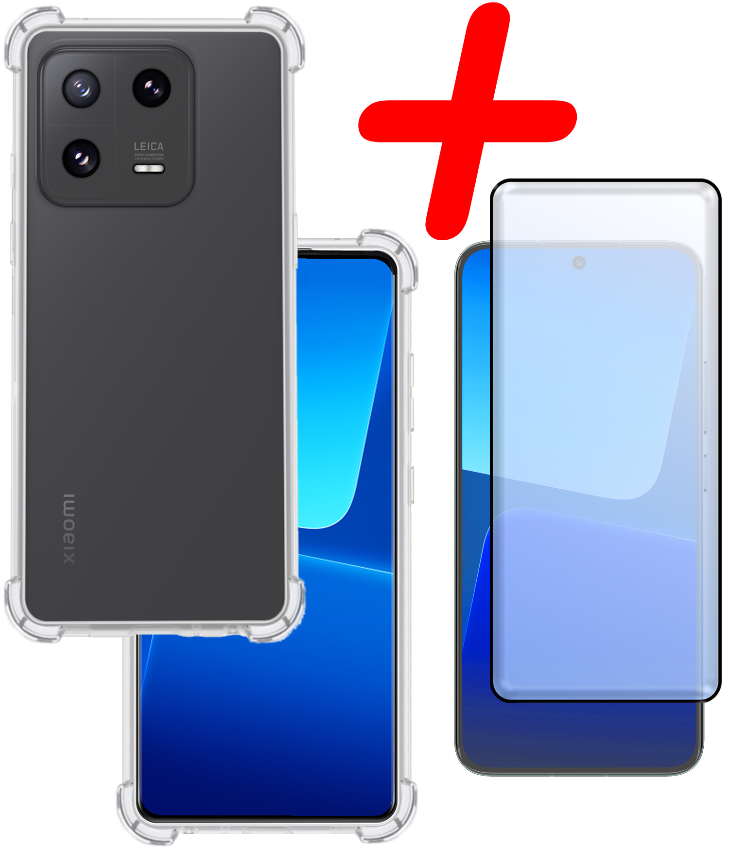 BASEY. Hoes Geschikt voor Xiaomi 13 Pro Hoesje Shock Proof Case Hoes Siliconen Met Screenprotector - Hoesje Geschikt voor Xiaomi 13 Pro Hoes Cover Shockproof - Transparant