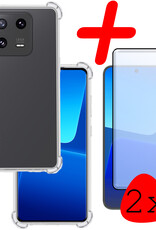 BASEY. Hoes Geschikt voor Xiaomi 13 Pro Hoesje Shock Proof Case Hoes Siliconen Met 2x Screenprotector - Hoesje Geschikt voor Xiaomi 13 Pro Hoes Cover Shockproof - Transparant