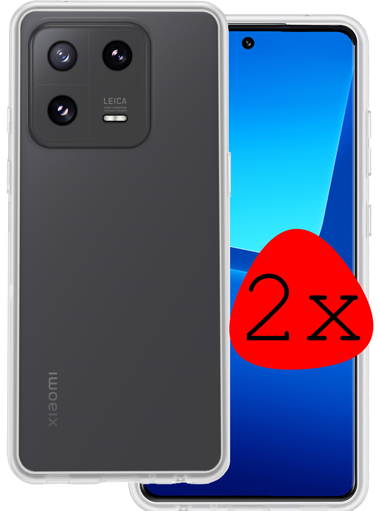 BASEY. Hoes Geschikt voor Xiaomi 13 Pro Hoesje Siliconen Back Cover Case - Hoesje Geschikt voor Xiaomi 13 Pro Hoes Cover Hoesje - Transparant - 2 Stuks