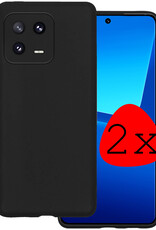 BASEY. Hoes Geschikt voor Xiaomi 13 Pro Hoesje Siliconen Back Cover Case - Hoesje Geschikt voor Xiaomi 13 Pro Hoes Cover Hoesje - Zwart - 2 Stuks