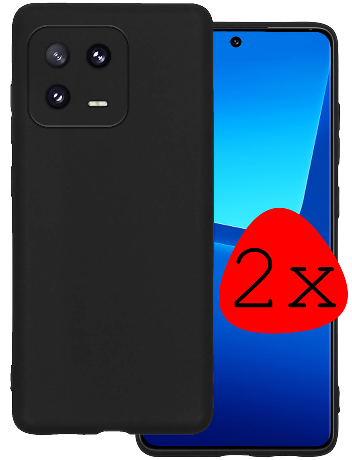 BASEY. Hoes Geschikt voor Xiaomi 13 Pro Hoesje Siliconen Back Cover Case - Hoesje Geschikt voor Xiaomi 13 Pro Hoes Cover Hoesje - Zwart - 2 Stuks