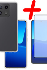 BASEY. Hoes Geschikt voor Xiaomi 13 Pro Hoesje Siliconen Back Cover Case Met Screenprotector - Hoesje Geschikt voor Xiaomi 13 Pro Hoes Cover Hoesje - Transparant