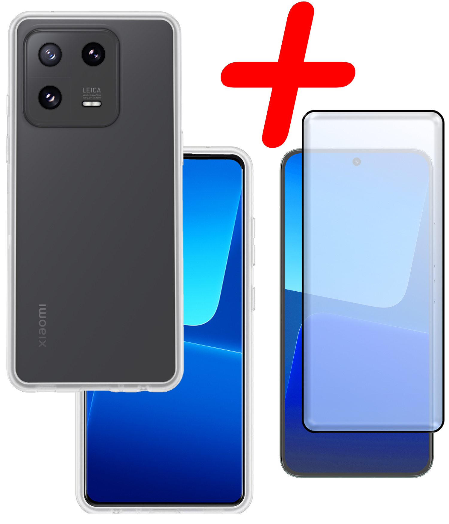 BASEY. Hoes Geschikt voor Xiaomi 13 Pro Hoesje Siliconen Back Cover Case Met Screenprotector - Hoesje Geschikt voor Xiaomi 13 Pro Hoes Cover Hoesje - Transparant