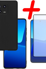 BASEY. Hoes Geschikt voor Xiaomi 13 Pro Hoesje Siliconen Back Cover Case Met Screenprotector - Hoesje Geschikt voor Xiaomi 13 Pro Hoes Cover Hoesje - Zwart