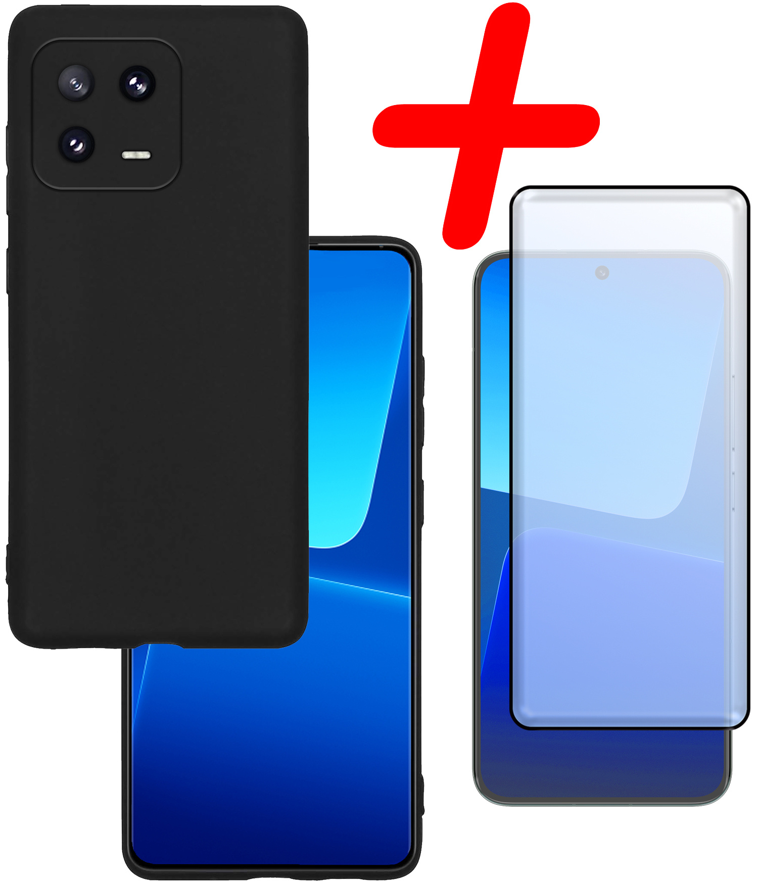 BASEY. Hoes Geschikt voor Xiaomi 13 Pro Hoesje Siliconen Back Cover Case Met Screenprotector - Hoesje Geschikt voor Xiaomi 13 Pro Hoes Cover Hoesje - Zwart