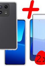 BASEY. Hoes Geschikt voor Xiaomi 13 Pro Hoesje Siliconen Back Cover Case Met 2x Screenprotector - Hoesje Geschikt voor Xiaomi 13 Pro Hoes Cover Hoesje - Transparant