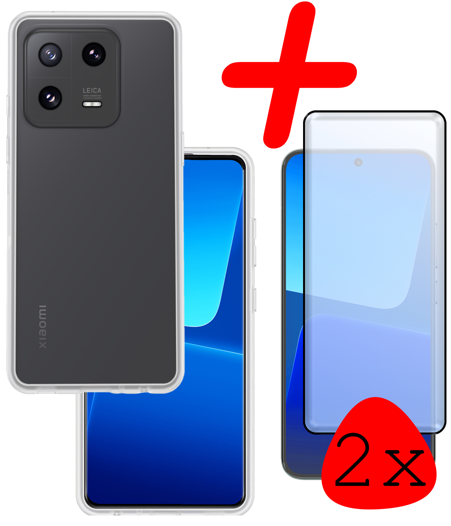 BASEY. Hoes Geschikt voor Xiaomi 13 Pro Hoesje Siliconen Back Cover Case Met 2x Screenprotector - Hoesje Geschikt voor Xiaomi 13 Pro Hoes Cover Hoesje - Transparant