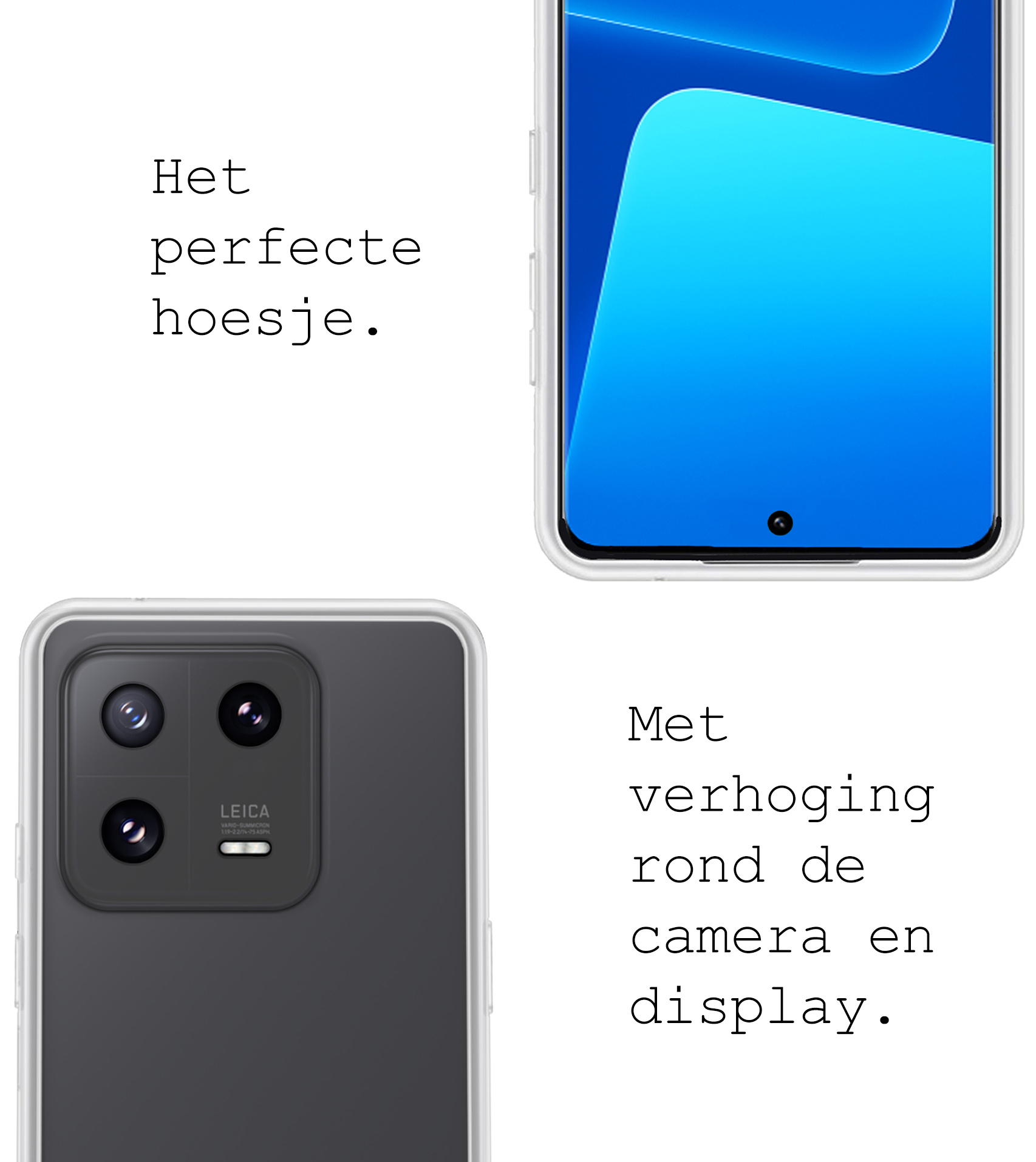 BASEY. Hoes Geschikt voor Xiaomi 13 Pro Hoesje Siliconen Back Cover Case Met 2x Screenprotector - Hoesje Geschikt voor Xiaomi 13 Pro Hoes Cover Hoesje - Transparant