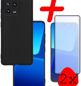 BASEY. BASEY. Xiaomi 13 Pro Hoesje Siliconen Met 2x Screenprotector - Zwart