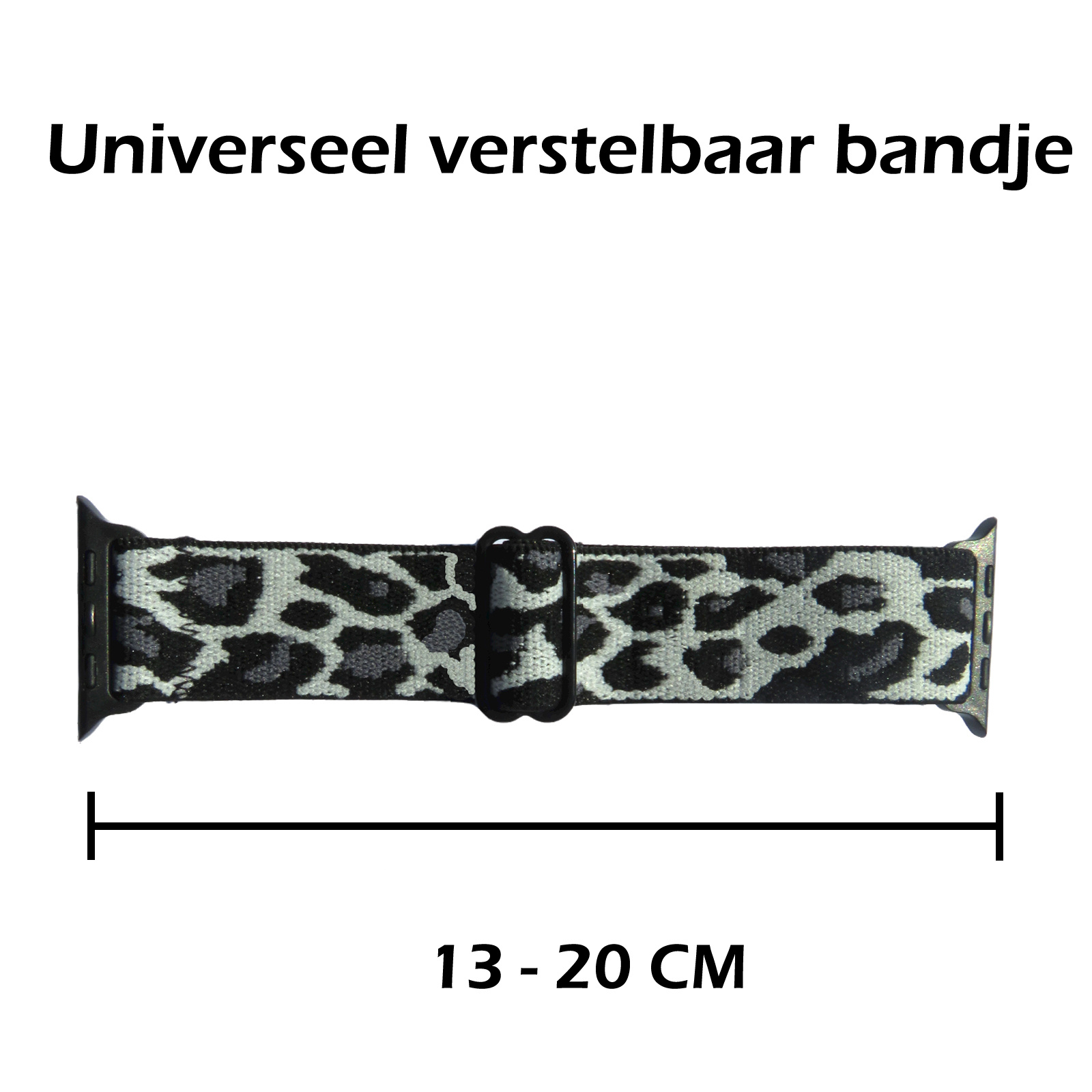 Nomfy Bandje Geschikt Voor Apple Watch Bandje 42/44/45 mm Nylon Horloge Band Verstelbare Gesp - Geschikt Voor Apple Watch 1-8 / SE - 42/44/45 mm Nylon - Panter Wit