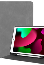 Nomfy Hoes Geschikt voor iPad 10.2 2021 Hoesje Book Case Luxe Hard Cover Hoes Met Uitsparing Geschikt voor Apple Pencil - Hoesje Geschikt voor iPad 9 Hoes Hardcover - Grijs