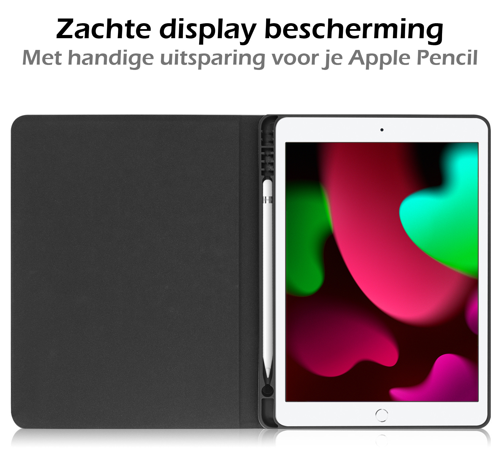 Nomfy Hoes Geschikt voor iPad 10.2 2019 Hoesje Book Case Luxe Hard Cover Hoes Met Uitsparing Geschikt voor Apple Pencil - Hoesje Geschikt voor iPad 7 Hoes Hardcover - Zwart