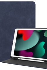 BASEY. Hoesje Geschikt voor iPad 10.2 2020 Hoes Case Luxe Hoesje Hard Cover - Hoes Geschikt voor iPad 8 Hoesje Bookcase Met Uitsparing Geschikt voor Apple Pencil - Donkerblauw