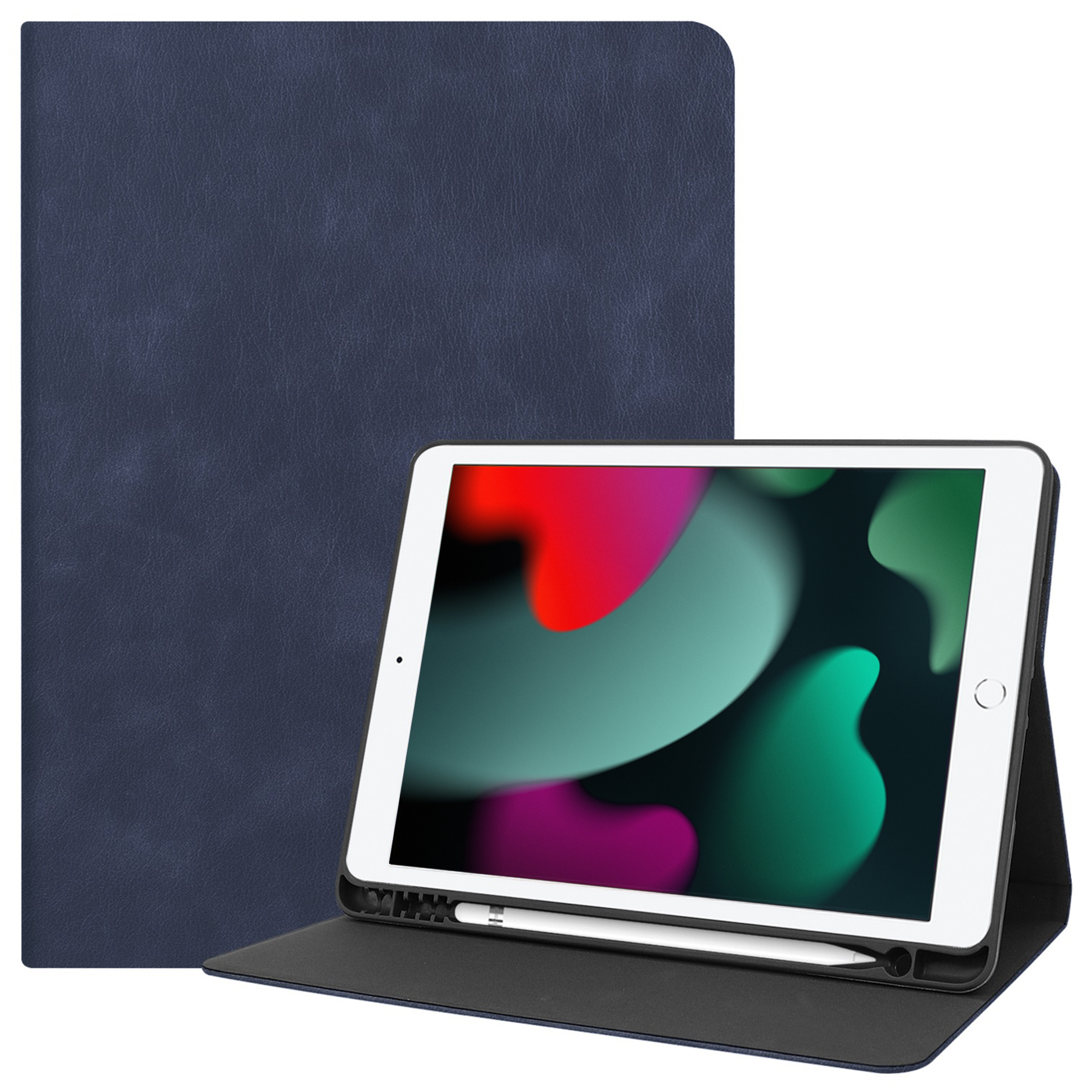 BASEY. Hoesje Geschikt voor iPad 10.2 2019 Hoes Case Luxe Hoesje Hard Cover - Hoes Geschikt voor iPad 7 Hoesje Bookcase Met Uitsparing Geschikt voor Apple Pencil - Donkerblauw