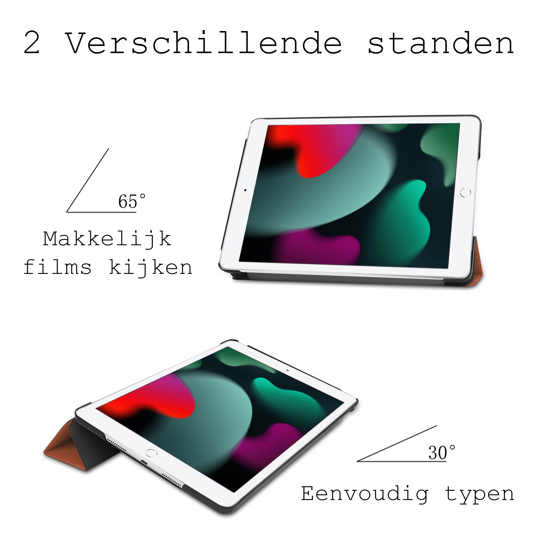 BASEY. Hoesje Geschikt voor iPad 10.2 2019 Hoes Case Luxe Hoesje Hard Cover Met Screenprotector - Hoes Geschikt voor iPad 7 Hoesje Bookcase Met Uitsparing Geschikt voor Apple Pencil - Bruin