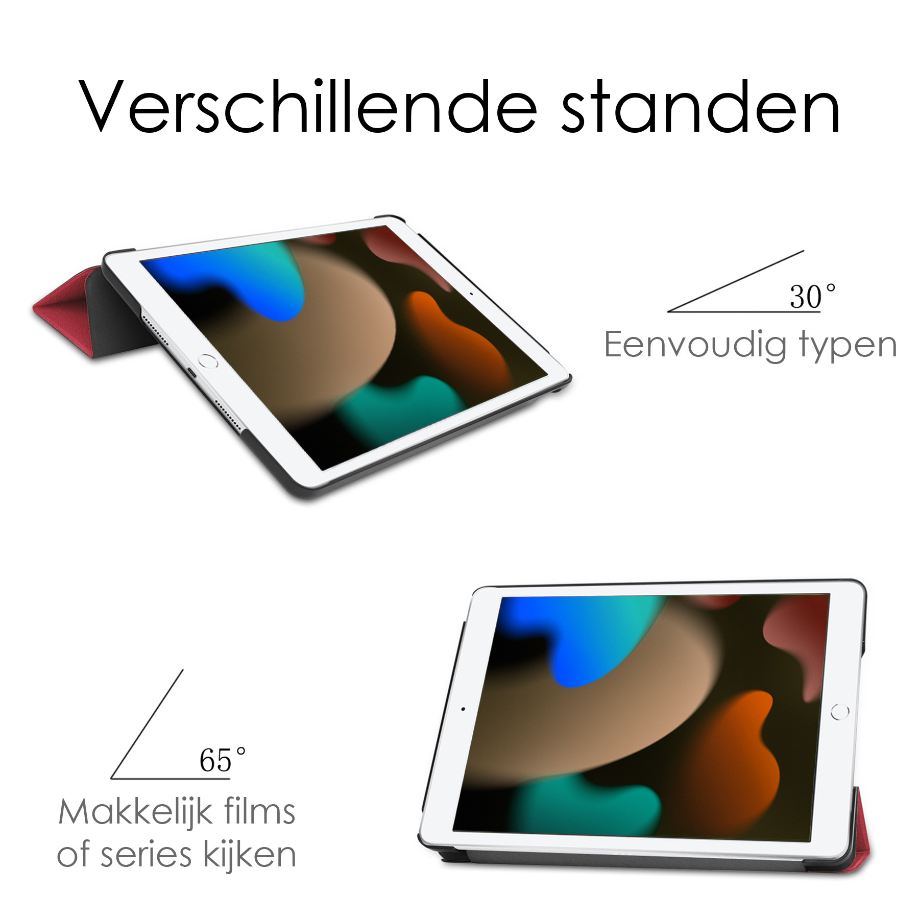 NoXx Hoesje Geschikt voor iPad 10.2 2019 Hoesje Hardcover Hoes Book Case Met Uitsparing Geschikt voor Apple Pencil Met Screenprotector - Rood