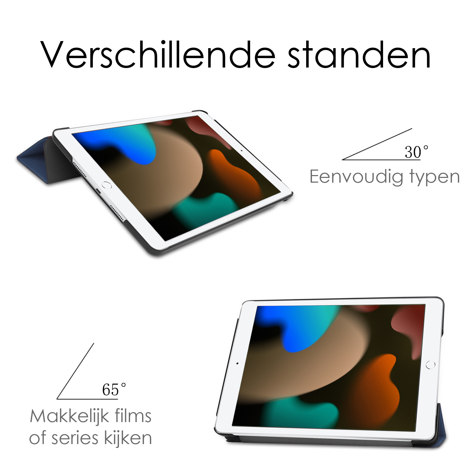 NoXx Hoesje Geschikt voor iPad 10.2 2021 Hoesje Hardcover Hoes Book Case Met Uitsparing Geschikt voor Apple Pencil Met Screenprotector - Donkerblauw