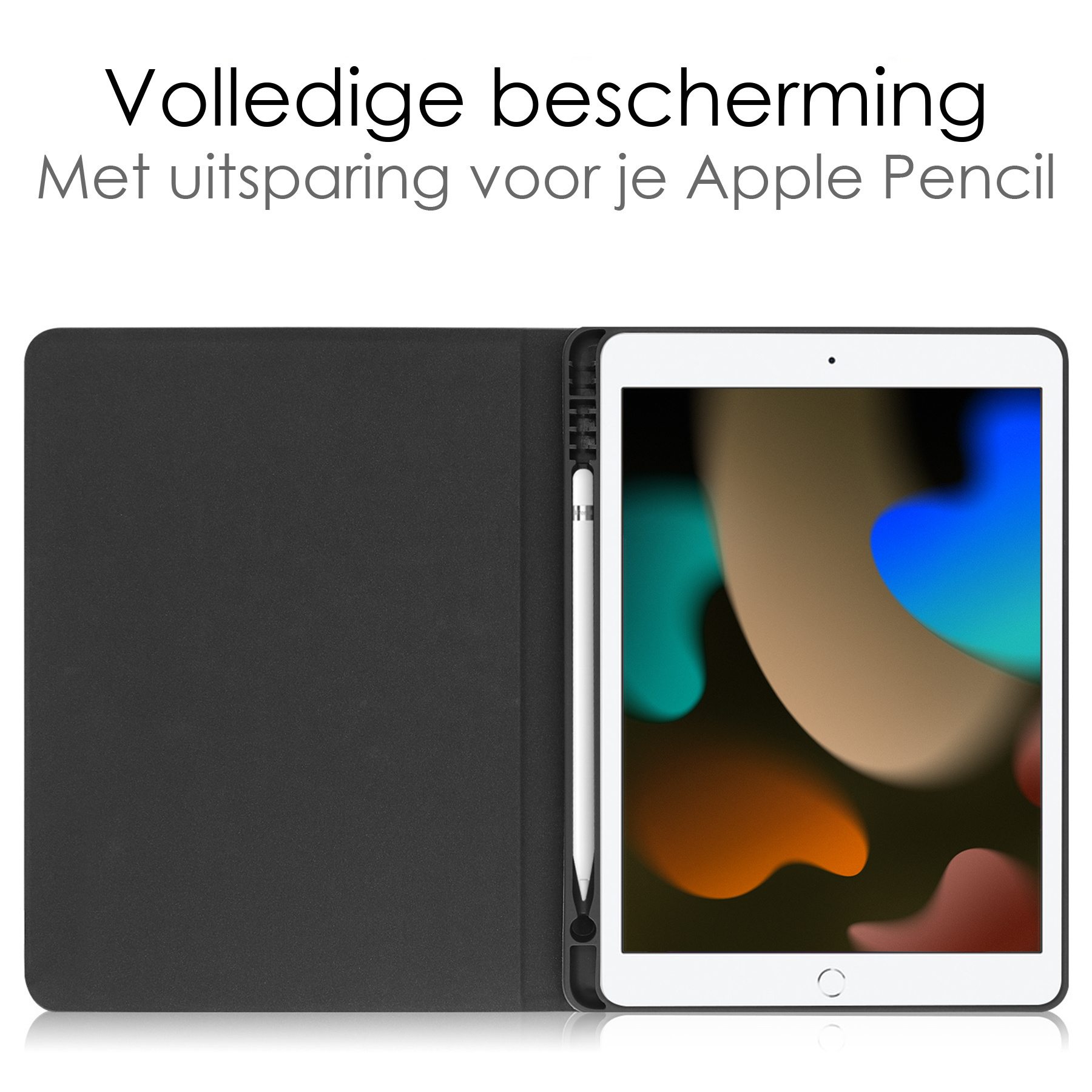 NoXx Hoesje Geschikt voor iPad 10.2 2021 Hoesje Hardcover Hoes Book Case Met Uitsparing Geschikt voor Apple Pencil Met Screenprotector - Donkerblauw