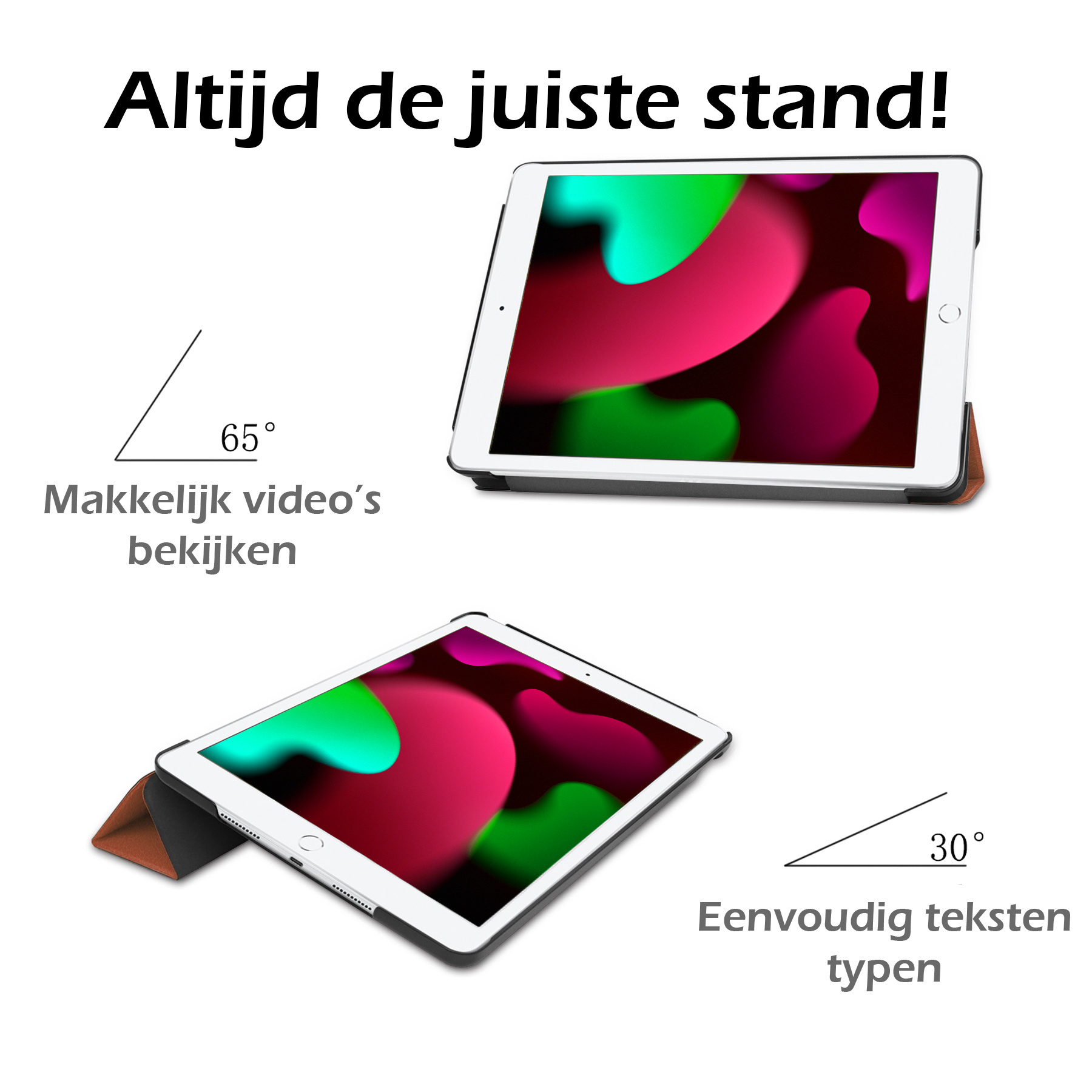 Nomfy Hoes Geschikt voor iPad 10.2 2020 Hoesje Book Case Luxe Cover Hoes Met Uitsparing Geschikt voor Apple Pencil Met Screenprotector - Hoesje Geschikt voor iPad 8 Hoes - Bruin