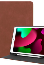 Nomfy Hoes Geschikt voor iPad 10.2 2020 Hoesje Book Case Luxe Cover Hoes Met Uitsparing Geschikt voor Apple Pencil Met Screenprotector - Hoesje Geschikt voor iPad 8 Hoes - Bruin