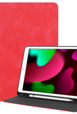 Nomfy Hoes Geschikt voor iPad 10.2 2020 Hoesje Book Case Luxe Cover Hoes Met Uitsparing Geschikt voor Apple Pencil Met Screenprotector - Hoesje Geschikt voor iPad 8 Hoes - Rood
