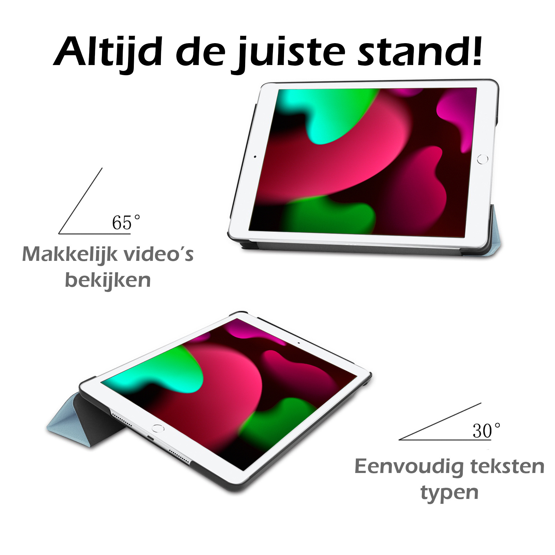 Nomfy Hoes Geschikt voor iPad 10.2 2021 Hoesje Book Case Luxe Cover Hoes Met Uitsparing Geschikt voor Apple Pencil Met Screenprotector - Hoesje Geschikt voor iPad 9 Hoes - Lichtblauw