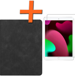 Nomfy Nomfy Luxe Lederen iPad 10.2 2021 Hoes En Screenprotector - Zwart