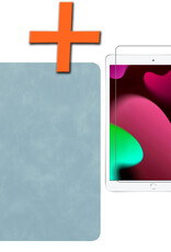 Nomfy Hoes Geschikt voor iPad 10.2 2021 Hoesje Book Case Luxe Cover Hoes Met Uitsparing Geschikt voor Apple Pencil Met Screenprotector - Hoesje Geschikt voor iPad 9 Hoes - Lichtblauw