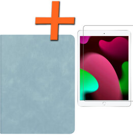 Nomfy Nomfy Luxe Lederen iPad 10.2 2021 Hoes En Screenprotector - Lichtblauw