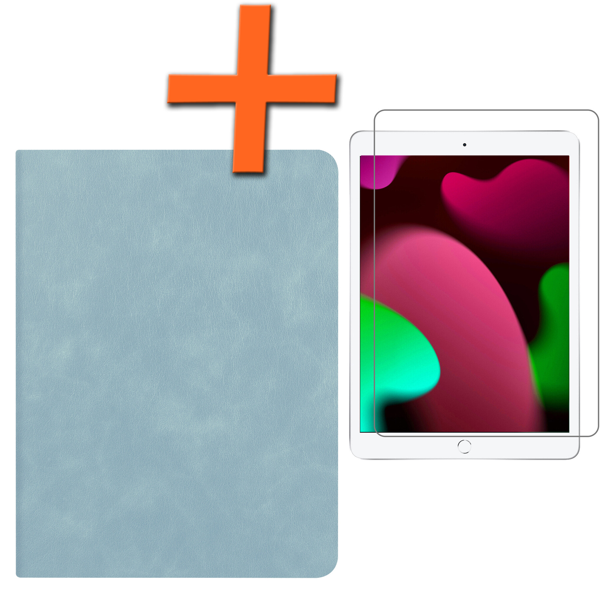 Nomfy Hoes Geschikt voor iPad 10.2 2021 Hoesje Book Case Luxe Cover Hoes Met Uitsparing Geschikt voor Apple Pencil Met Screenprotector - Hoesje Geschikt voor iPad 9 Hoes - Lichtblauw