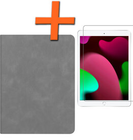 Nomfy Nomfy Luxe Lederen iPad 10.2 2020 Hoes En Screenprotector - Grijs