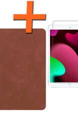 Nomfy Hoes Geschikt voor iPad 10.2 2020 Hoesje Book Case Luxe Cover Hoes Met Uitsparing Geschikt voor Apple Pencil Met Screenprotector - Hoesje Geschikt voor iPad 8 Hoes - Bruin