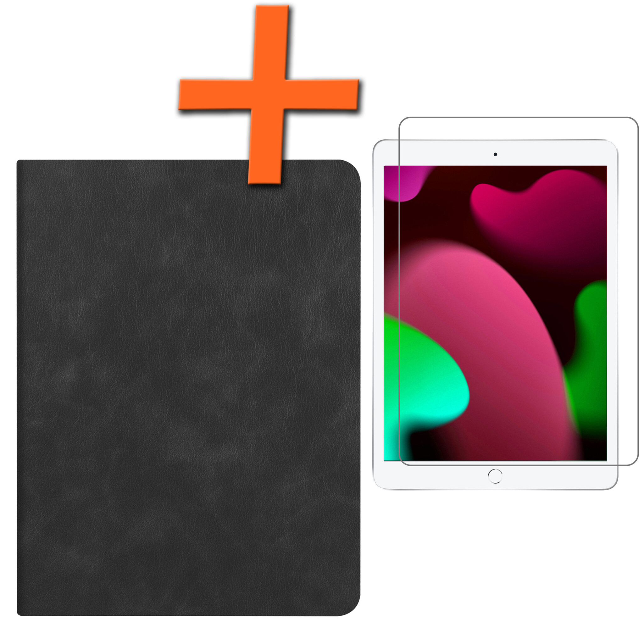 Nomfy Hoes Geschikt voor iPad 10.2 2019 Hoesje Book Case Luxe Cover Hoes Met Uitsparing Geschikt voor Apple Pencil Met Screenprotector - Hoesje Geschikt voor iPad 7 Hoes - Zwart