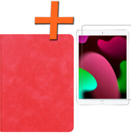 Nomfy Nomfy Luxe Lederen iPad 10.2 2019 Hoes En Screenprotector - Rood