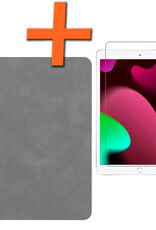 Nomfy Hoes Geschikt voor iPad 10.2 2019 Hoesje Book Case Luxe Cover Hoes Met Uitsparing Geschikt voor Apple Pencil Met Screenprotector - Hoesje Geschikt voor iPad 7 Hoes - Grijs