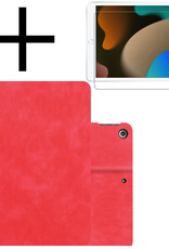 NoXx Hoesje Geschikt voor iPad 10.2 2021 Hoesje Hardcover Hoes Book Case Met Uitsparing Geschikt voor Apple Pencil Met Screenprotector - Rood