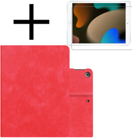 NoXx NoXx Luxe Lederen iPad 10.2 2021 Hoes En Screenprotector - Rood
