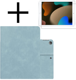 NoXx NoXx Luxe Lederen iPad 10.2 2021 Hoes En Screenprotector - Lichtblauw