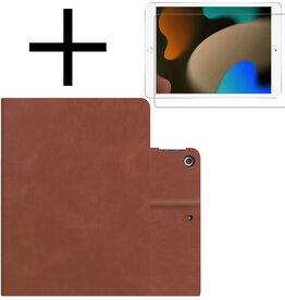 NoXx NoXx Luxe Lederen iPad 10.2 2021 Hoes En Screenprotector - Bruin