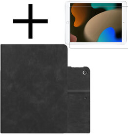 NoXx NoXx Luxe Lederen iPad 10.2 2020 Hoes En Screenprotector - Zwart