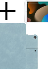NoXx Hoesje Geschikt voor iPad 10.2 2020 Hoesje Hardcover Hoes Book Case Met Uitsparing Geschikt voor Apple Pencil Met Screenprotector - Lichtblauw