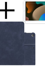 NoXx Hoesje Geschikt voor iPad 10.2 2020 Hoesje Hardcover Hoes Book Case Met Uitsparing Geschikt voor Apple Pencil Met Screenprotector - Donkerblauw