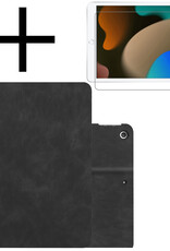 NoXx Hoesje Geschikt voor iPad 10.2 2019 Hoesje Hardcover Hoes Book Case Met Uitsparing Geschikt voor Apple Pencil Met Screenprotector - Zwart