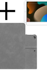 NoXx Hoesje Geschikt voor iPad 10.2 2019 Hoesje Hardcover Hoes Book Case Met Uitsparing Geschikt voor Apple Pencil Met Screenprotector - Grijs