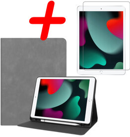 BASEY. BASEY. Luxe Lederen iPad 10.2 2021 Hoes En Screenprotector - Grijs