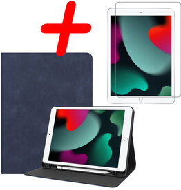 BASEY. BASEY. Luxe Lederen iPad 10.2 2020 Hoes En Screenprotector - Donkerblauw