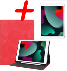 BASEY. BASEY. Luxe Lederen iPad 10.2 2019 Hoes En Screenprotector - Rood