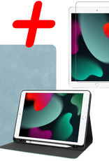 BASEY. Hoesje Geschikt voor iPad 10.2 2019 Hoes Case Luxe Hoesje Hard Cover Met Screenprotector - Hoes Geschikt voor iPad 7 Hoesje Bookcase Met Uitsparing Geschikt voor Apple Pencil - Lichtblauw